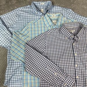 Peter Millar Button Down Shirt Men’s L Long Sleeve Casual Check Plaid LOT OF 3
